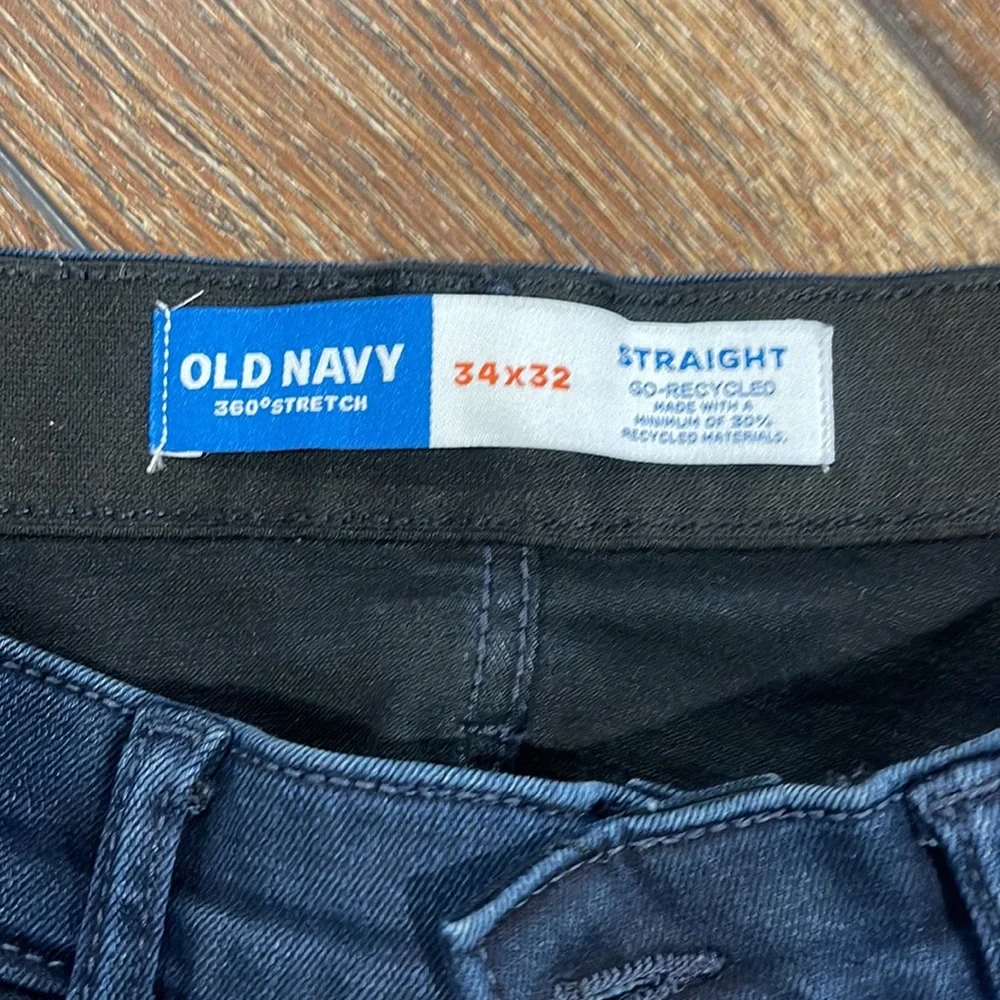 NWT Old Navy Men's Straight 360 Stretch Jeans Blue Black, 34x32